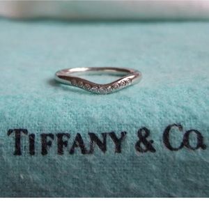 Tiffany & Co Elsa Peretti Curved Platinum Diamond Ring - Size 5